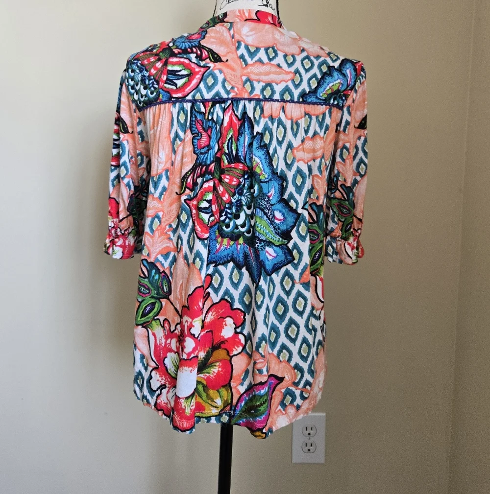 Blank London Anthropologie Top Womens S Colorful Floral Jersey - Picture 4 of 10